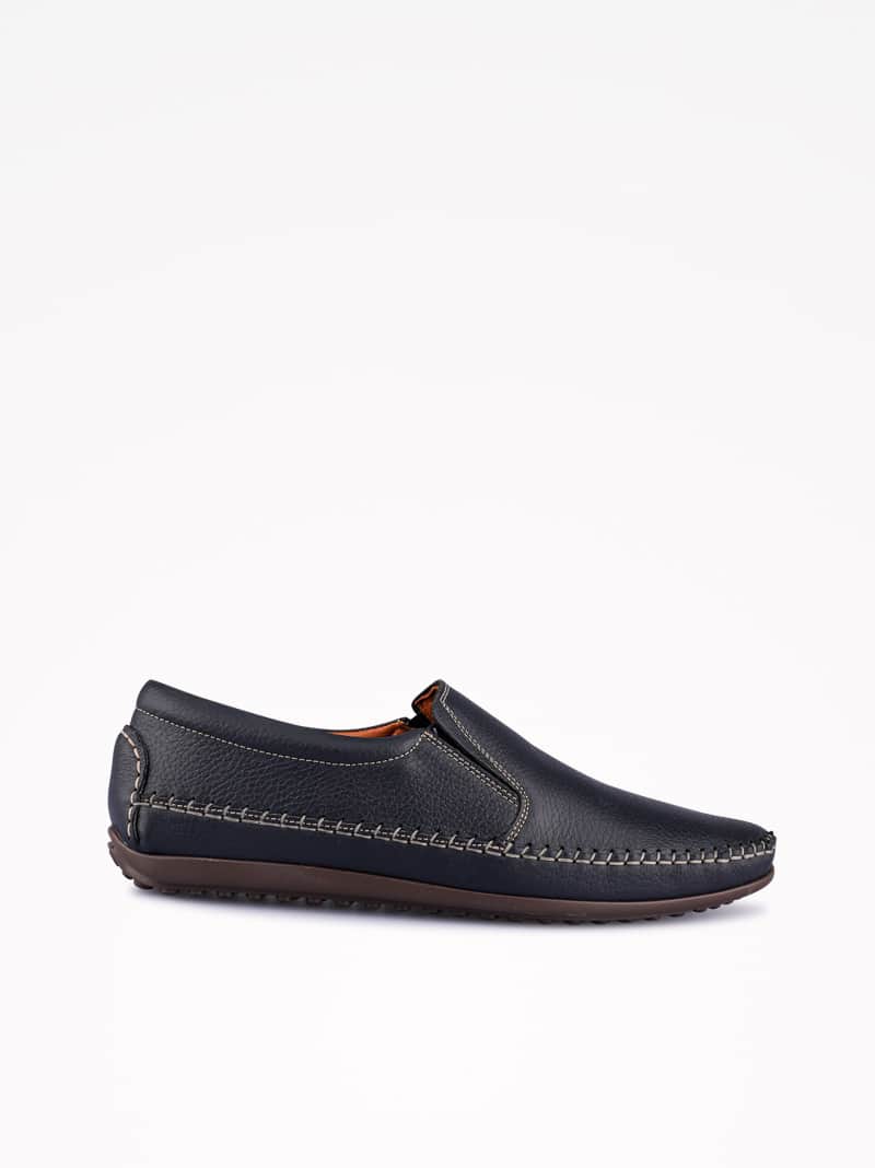 Sapato Slip-on Soft Walk em Pele com Sola de Borracha Super Flexível
