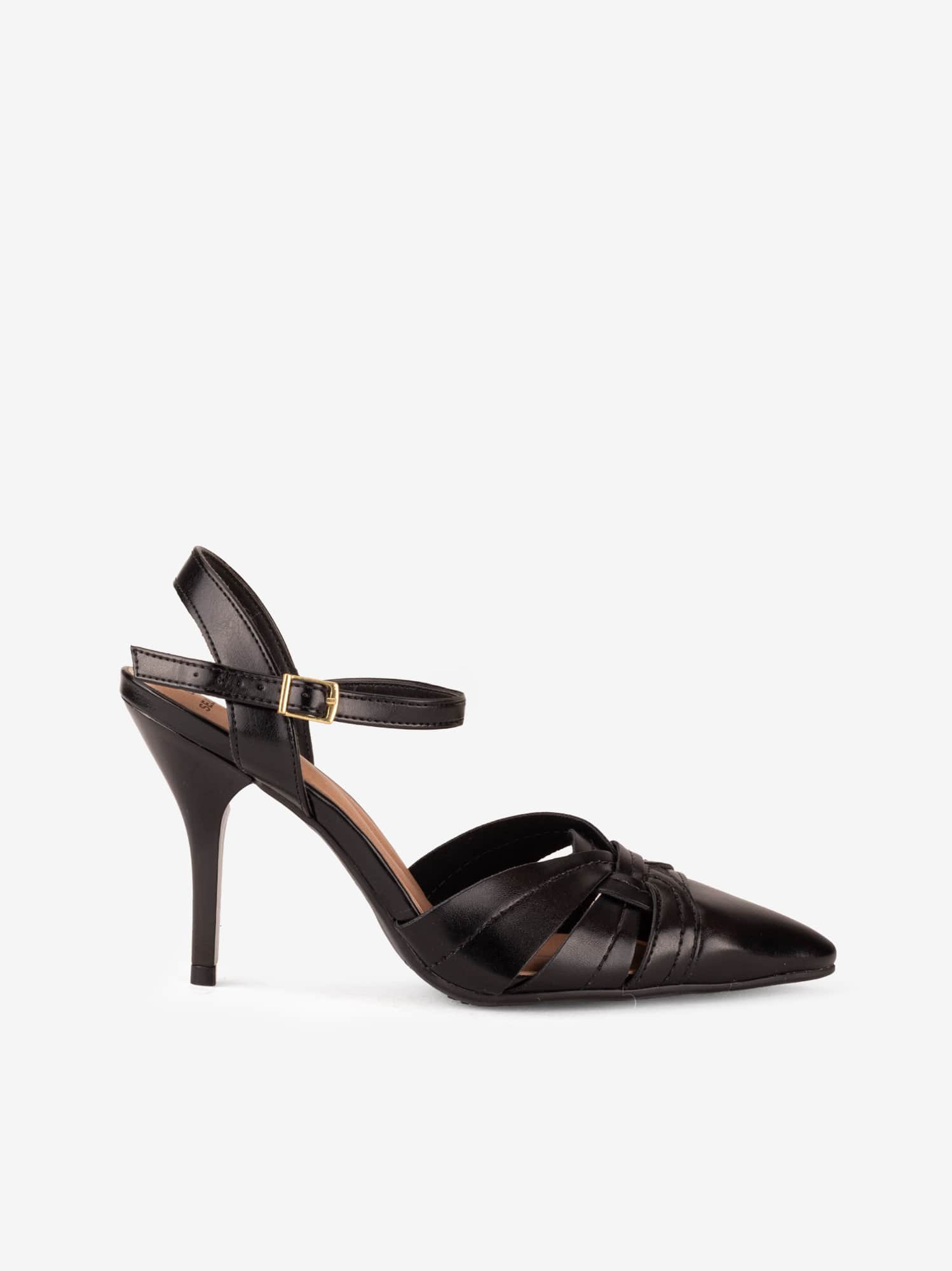 Sapato Pump Sling Back Efeito Pele