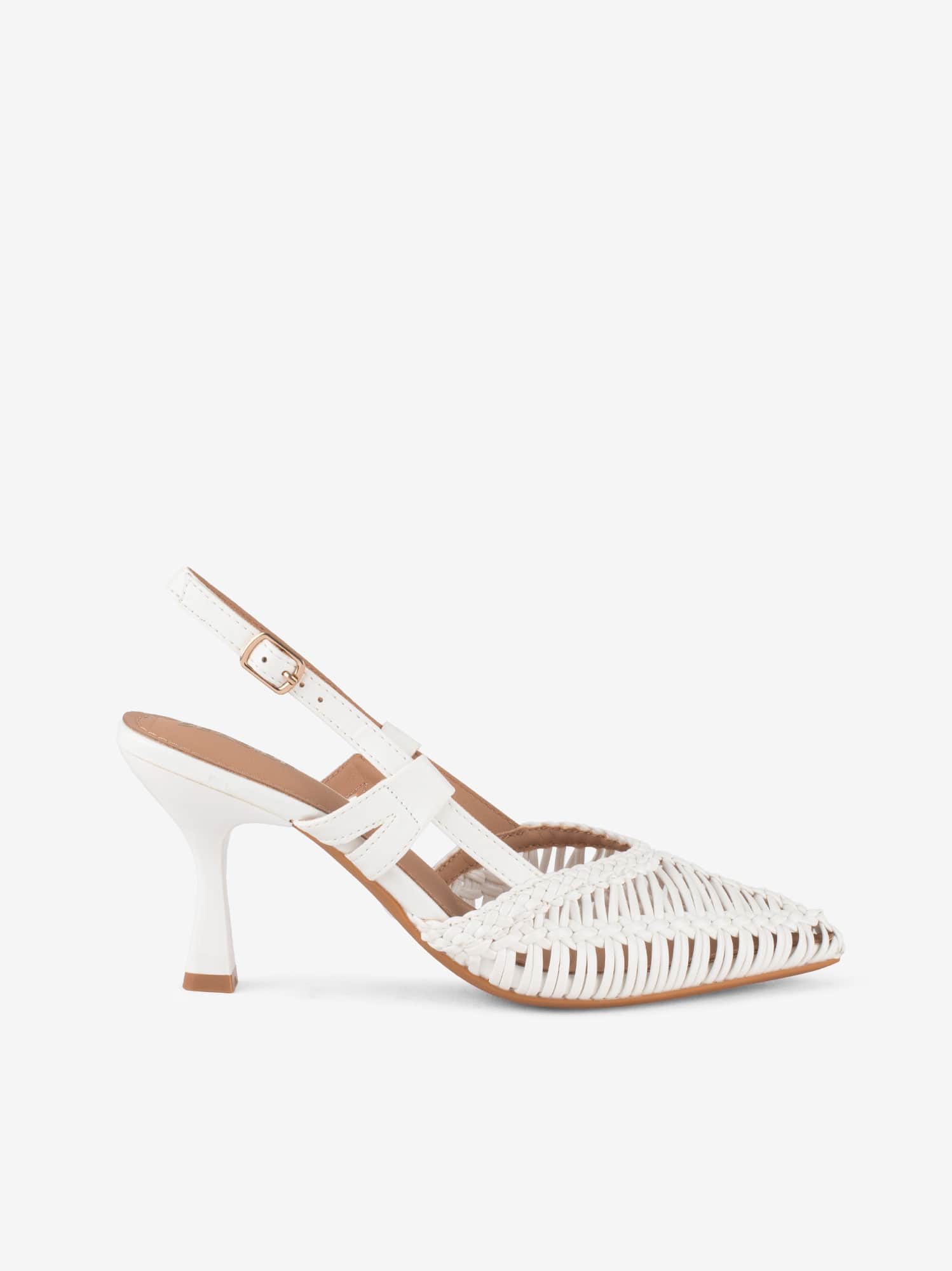 Sapato Sling Back Efeito Pele