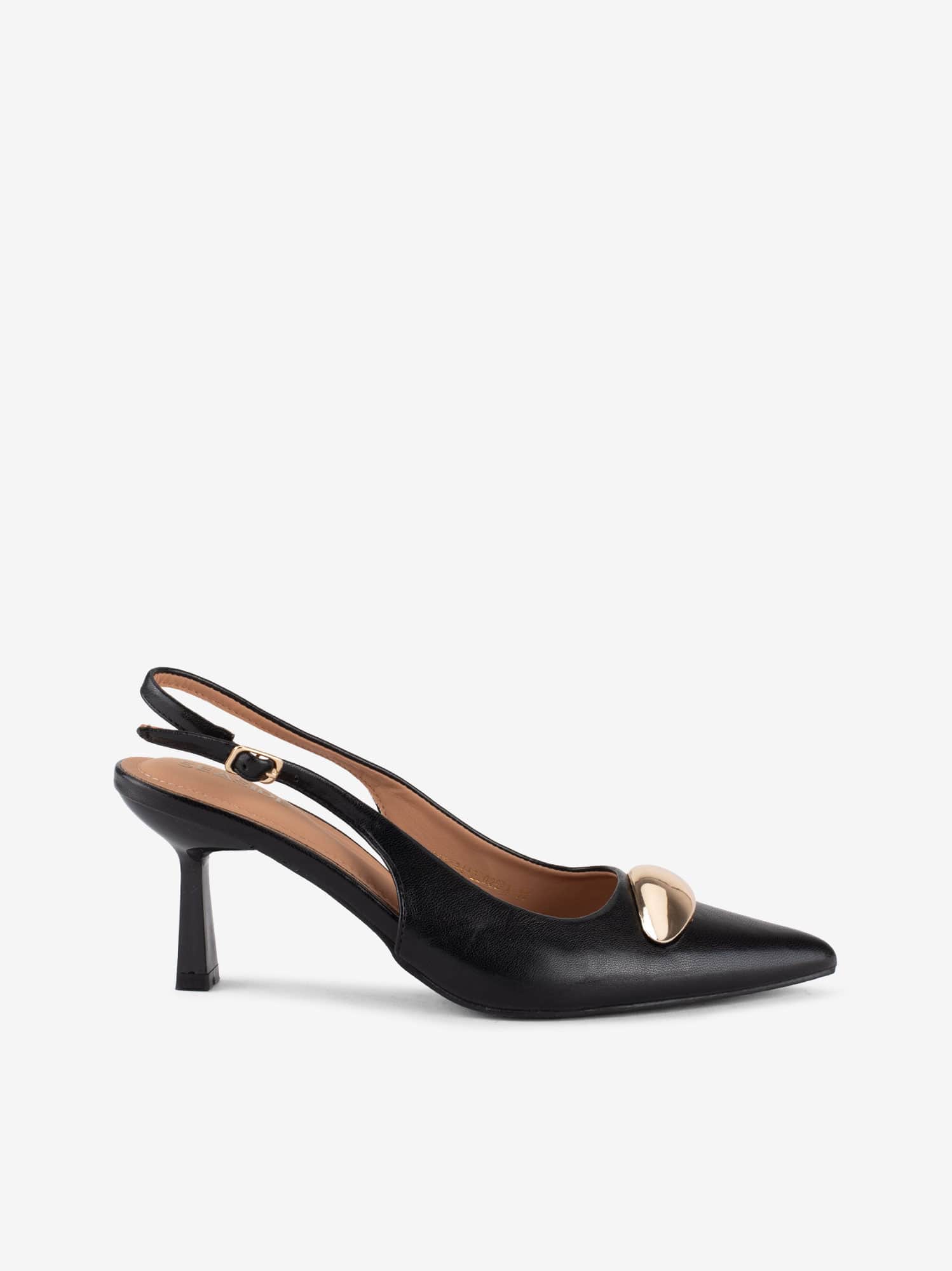 Sapato Sling Back Efeito Pele