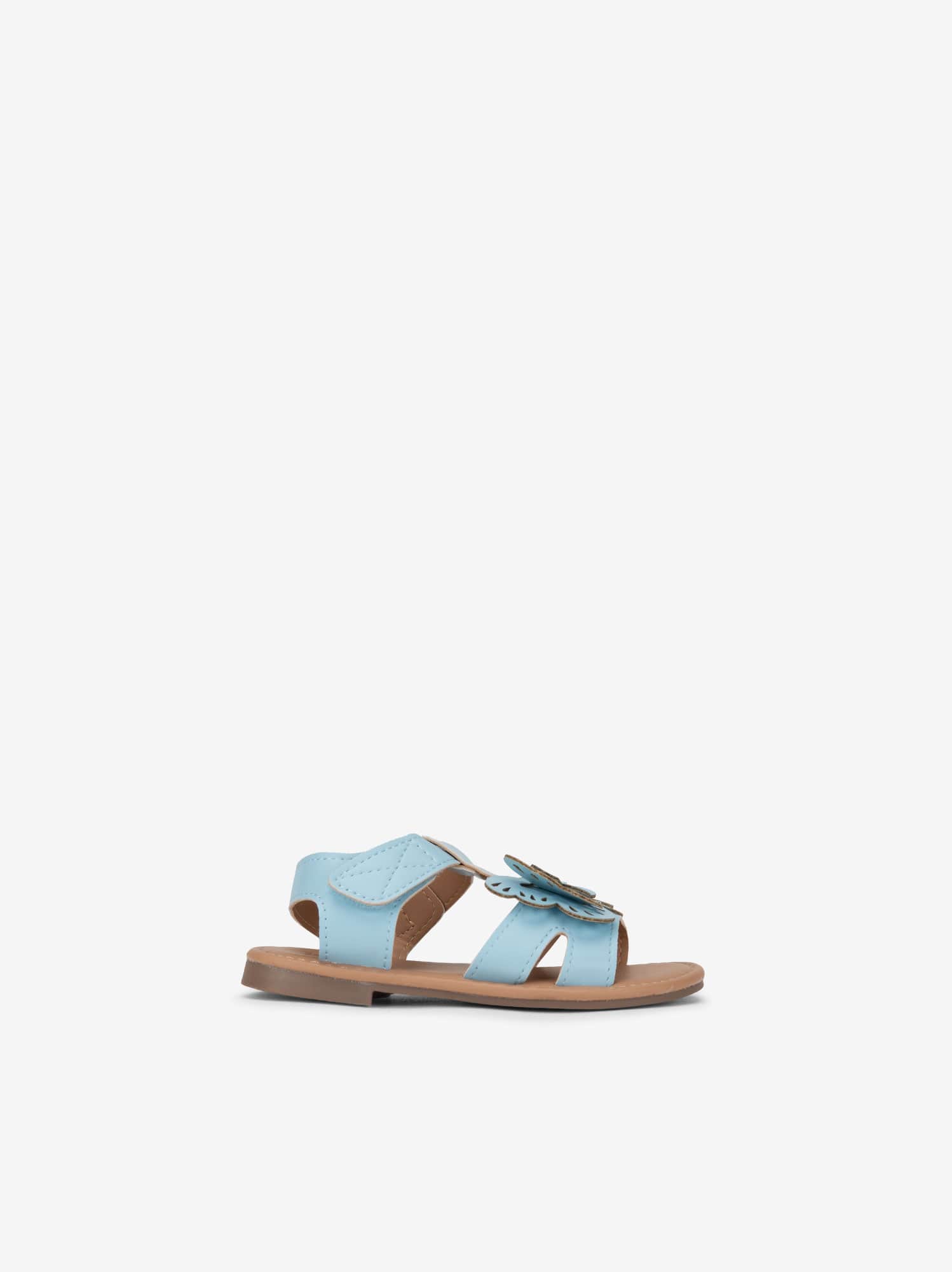 Sandália Rasa de Velcro com Detalhe