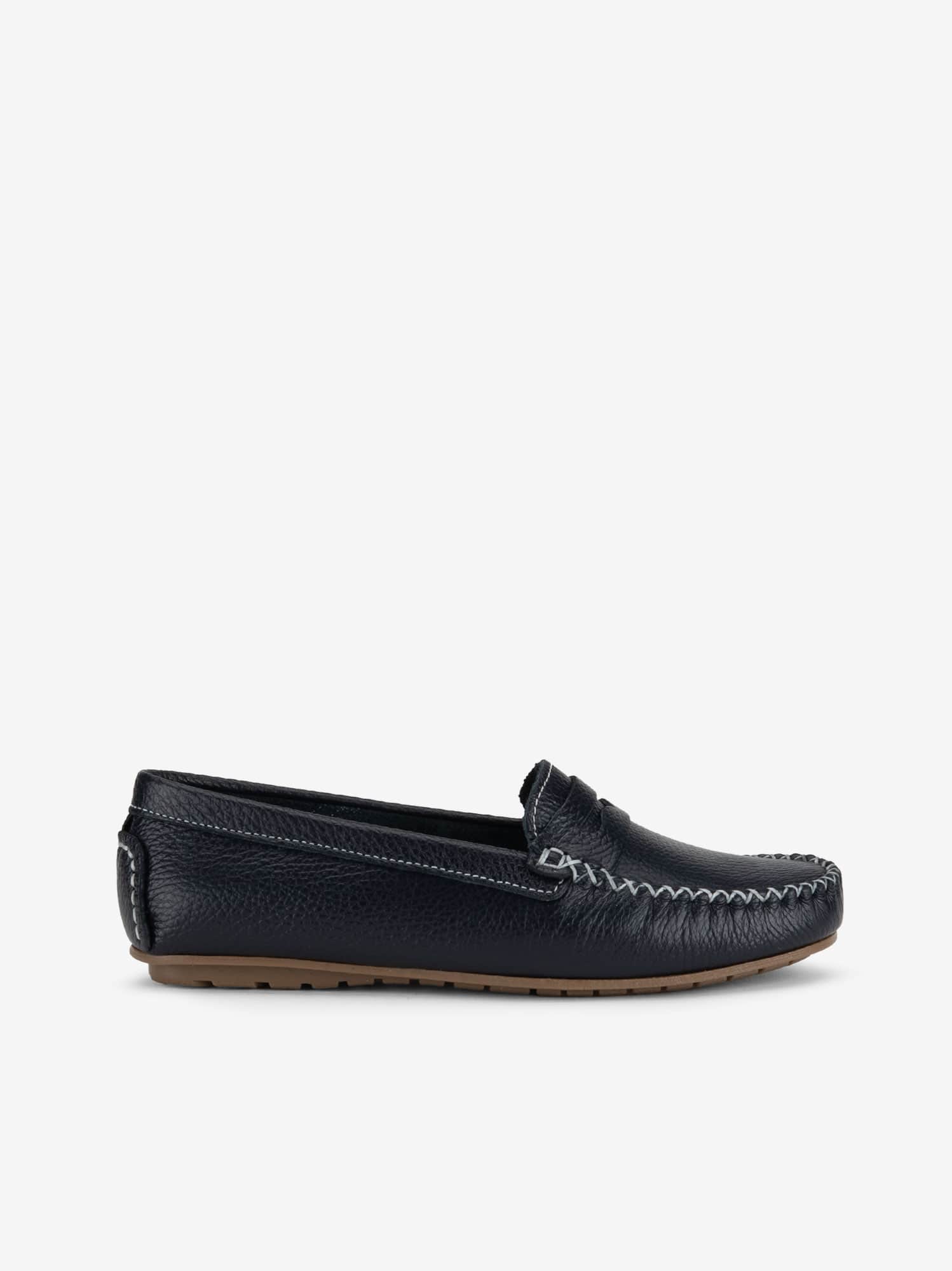 Sapato Mocassin em Pele com Costura Manual