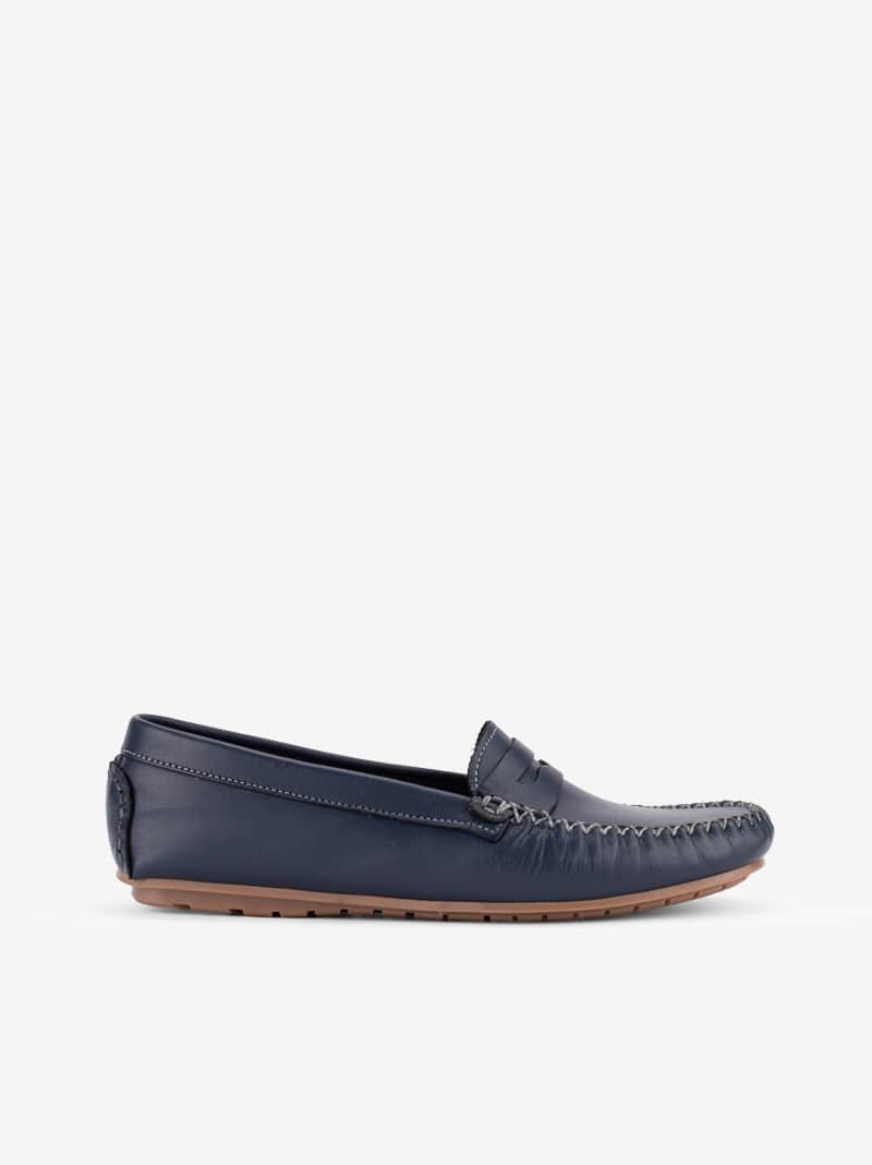 Sapato Mocassim Slip On em Pele com Travessão
