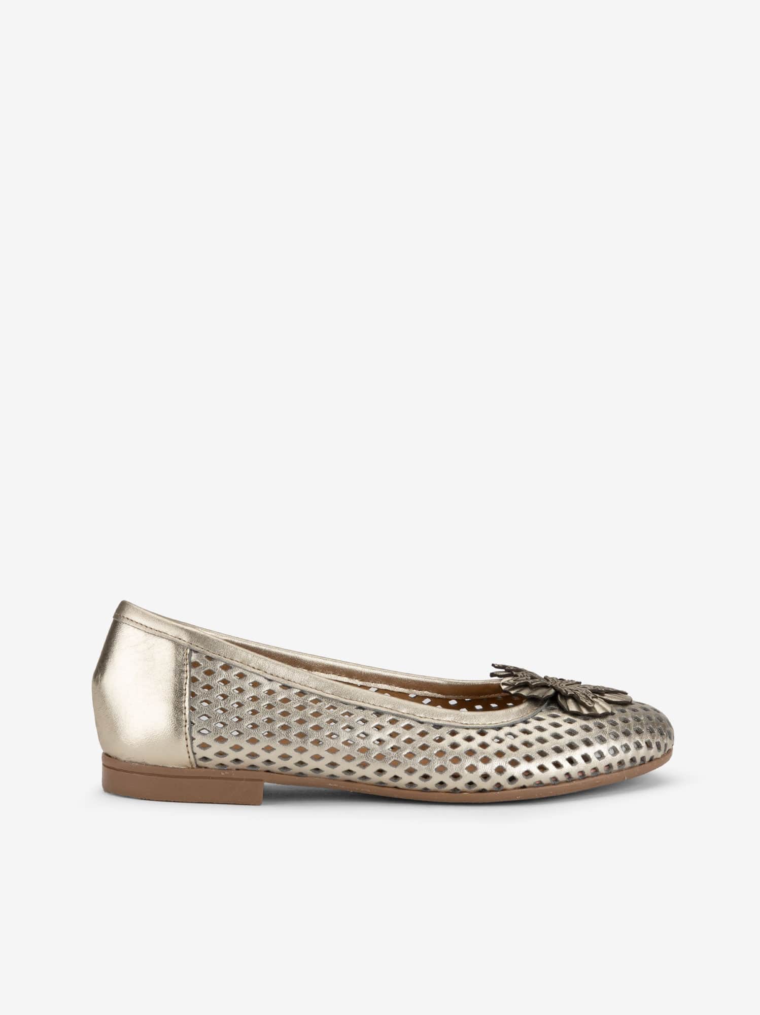 Sapato Flat em Pele Metalizada