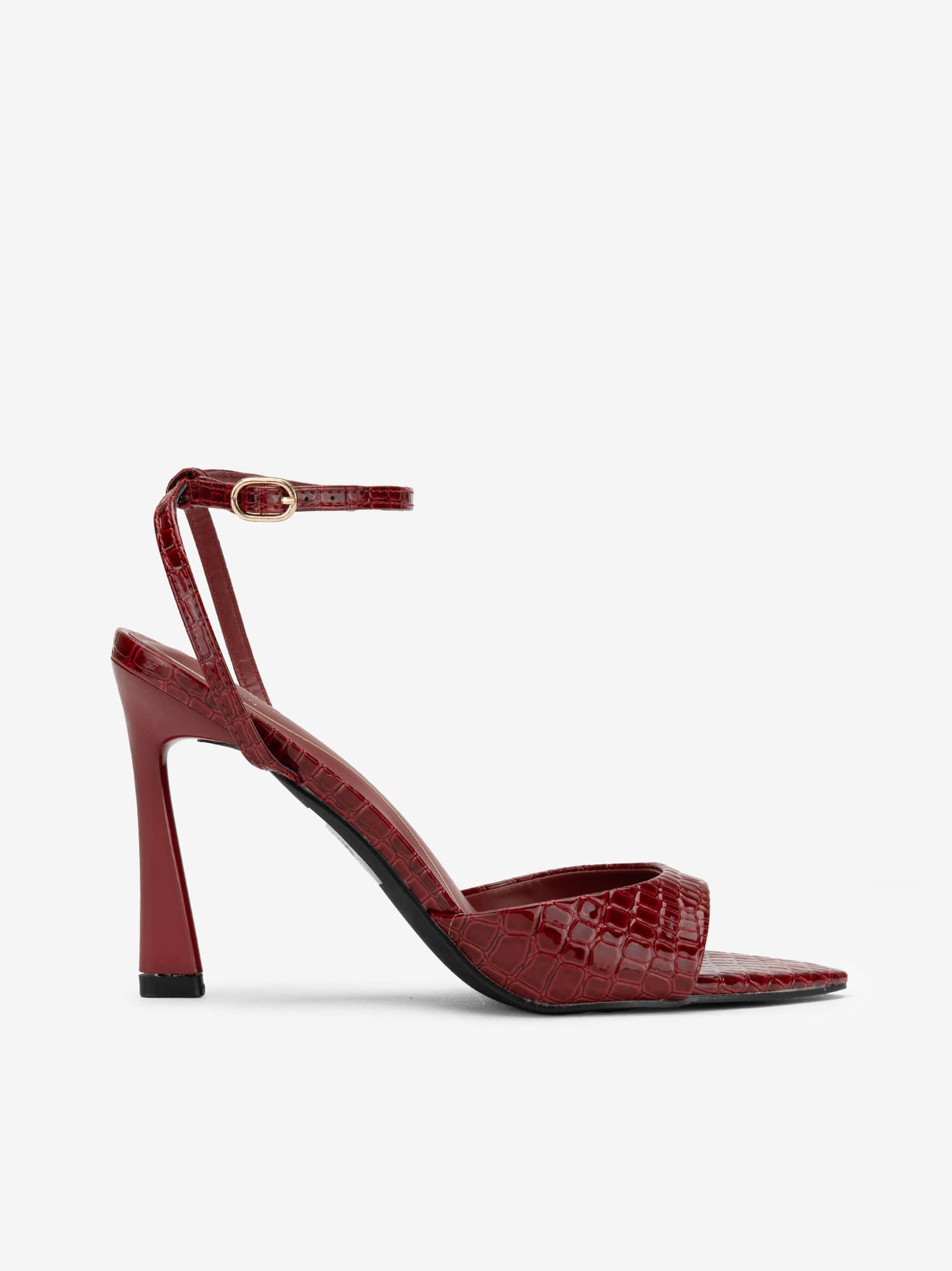 Sandália de Salto Estampado Croco