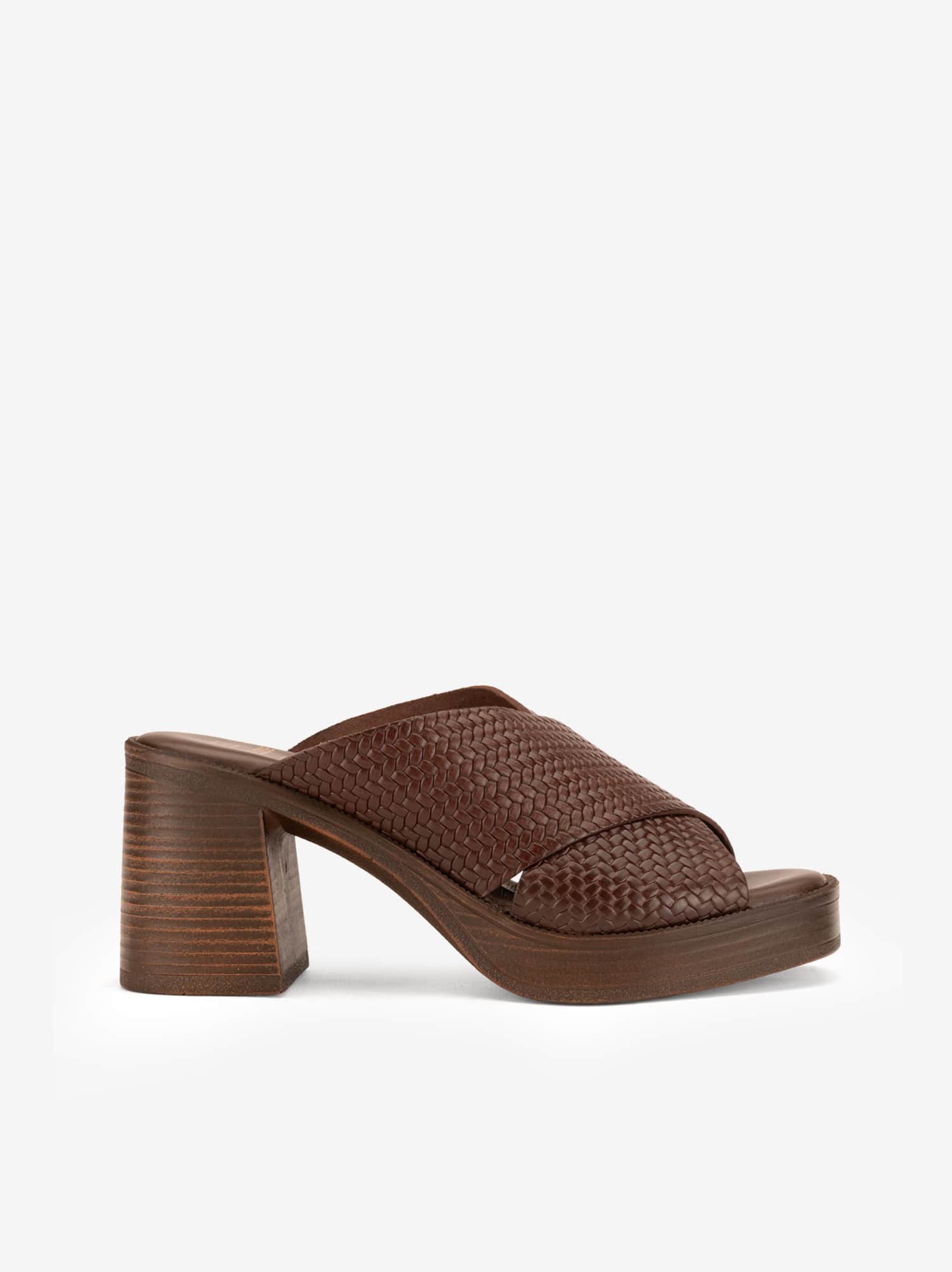 Sandália Mule de Tacão em Pele