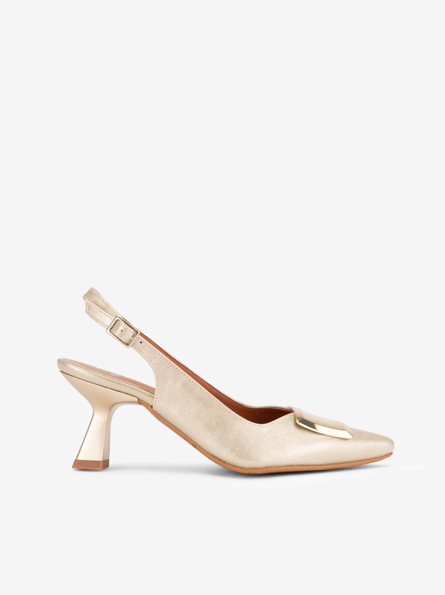 Sapato Sling Back Metalizado
