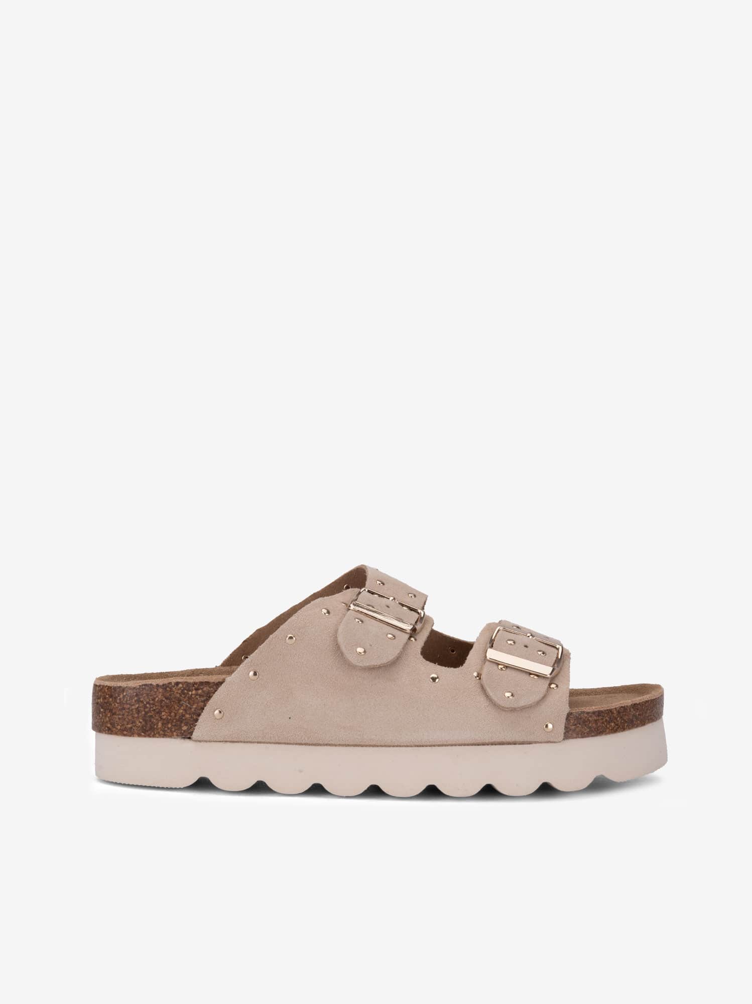 Chinelo em Croute Camurça com Tachas