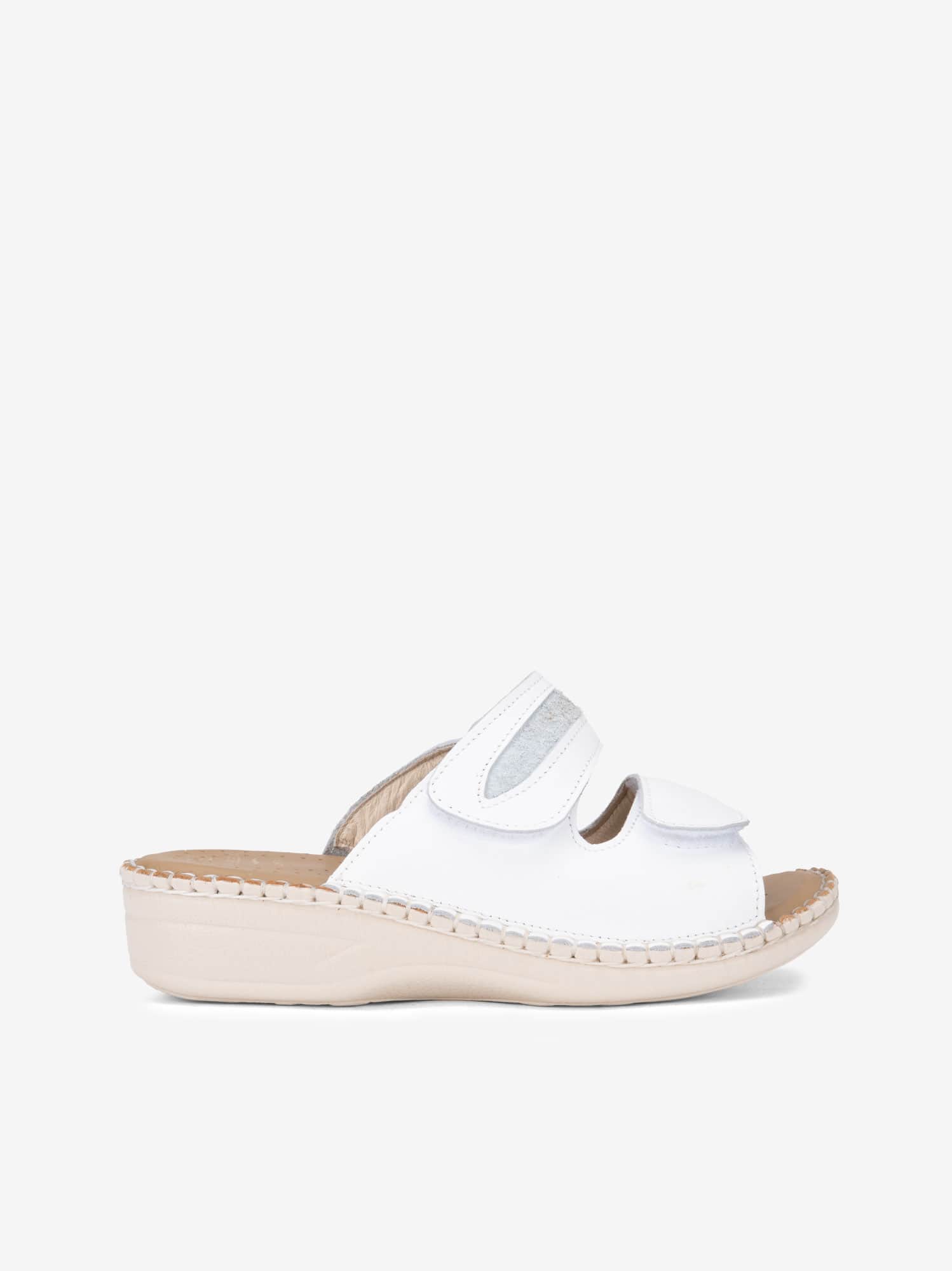 Chinelo Sideflex em Pele de Duplo Velcro Ajustável com Palmilha e Sola Conforto