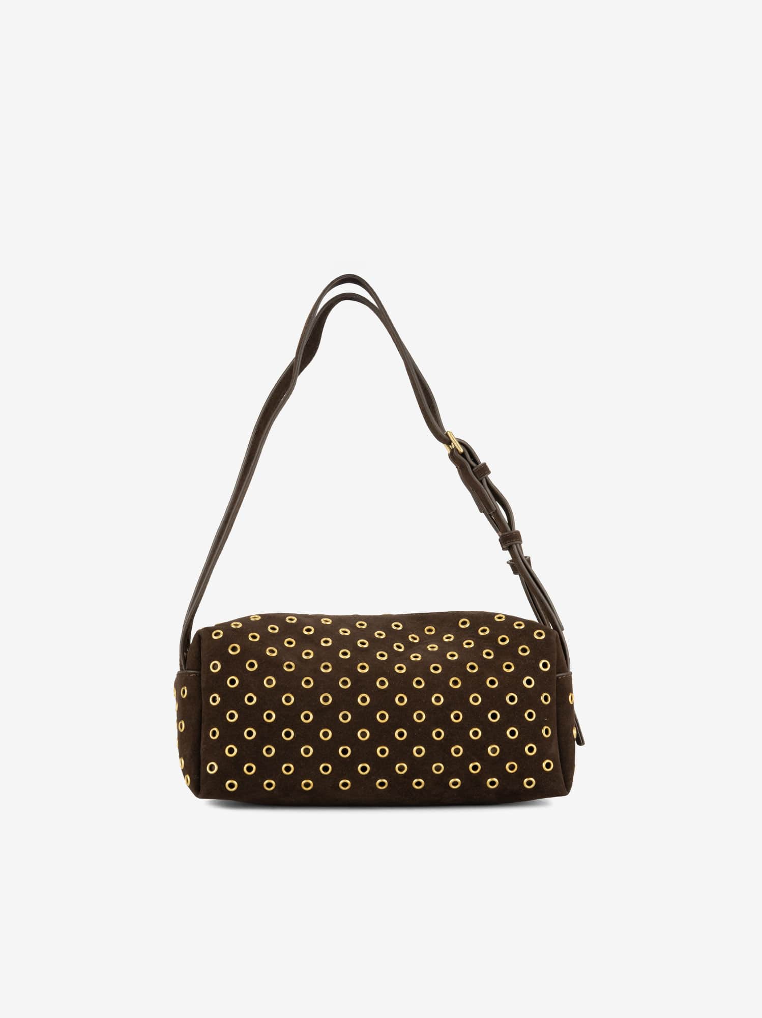 Mala Tiracolo em Camurça Têxtil com Tachas Metálicas