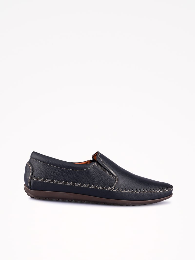 Sapato Slip-on Soft Walk em Pele com Sola de Borracha Super Flexível