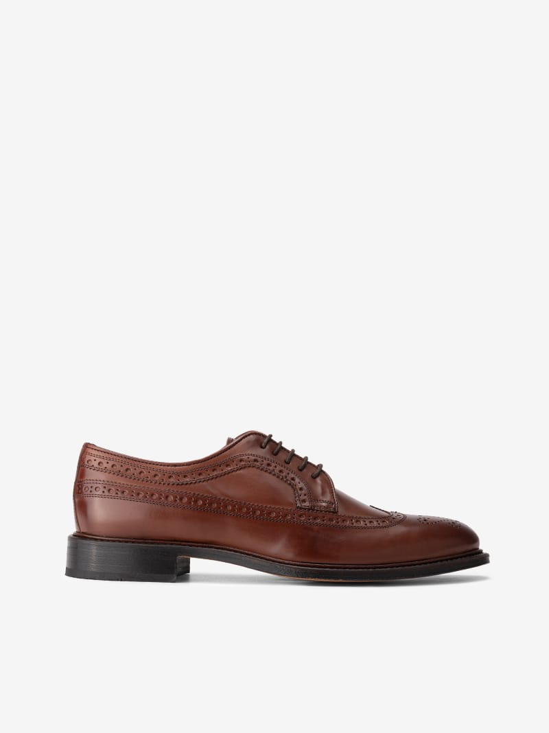 Sapato Wingtip Brogue Toscanini Estilo Clássico de Atacador com Sola de Couro