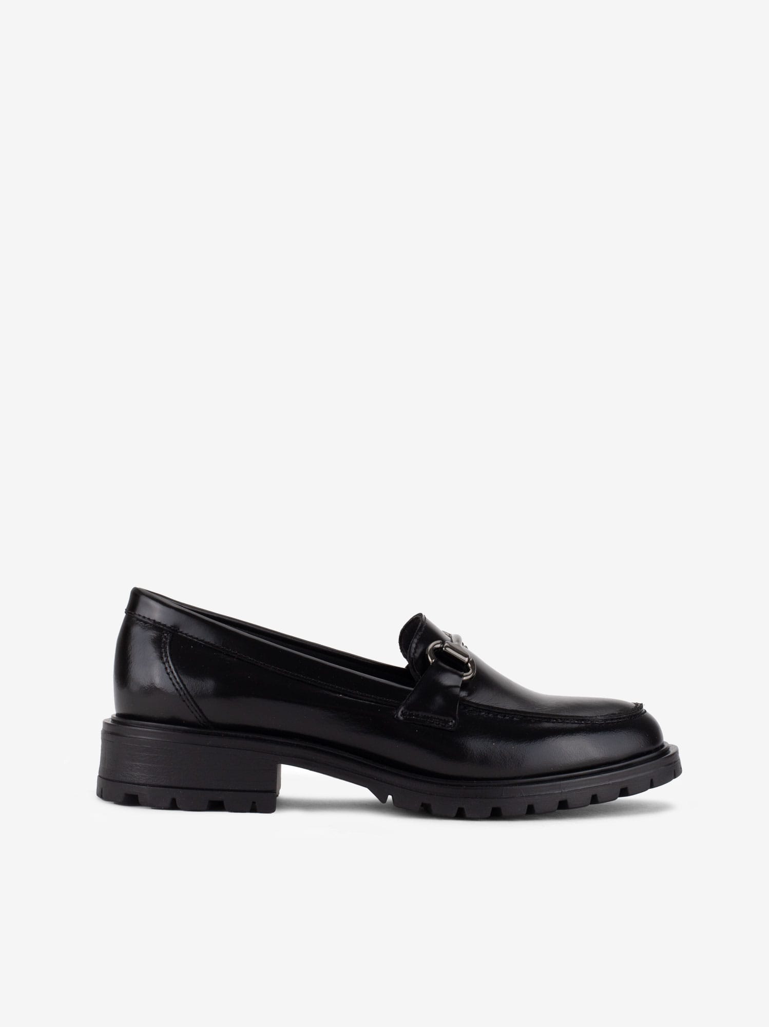 Sapato Loafer em Pele Polida com Aplicação Metálica