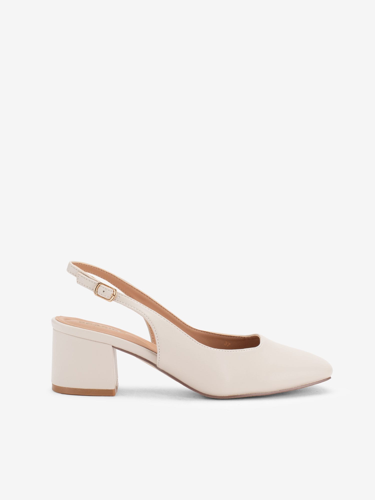 Sapato Sling Back de Tacão com Forma Quadrada