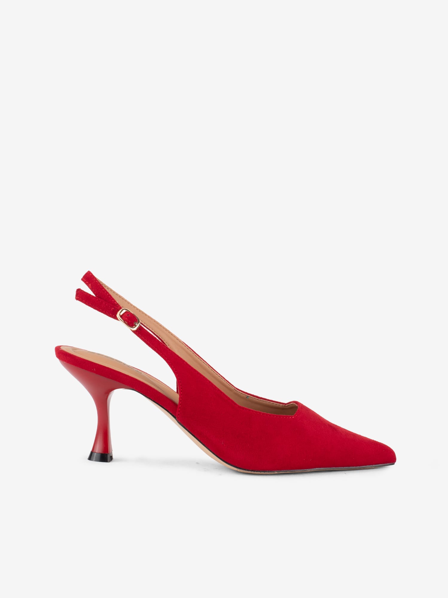 Sapato Pump Sling Back Efeito Camurça