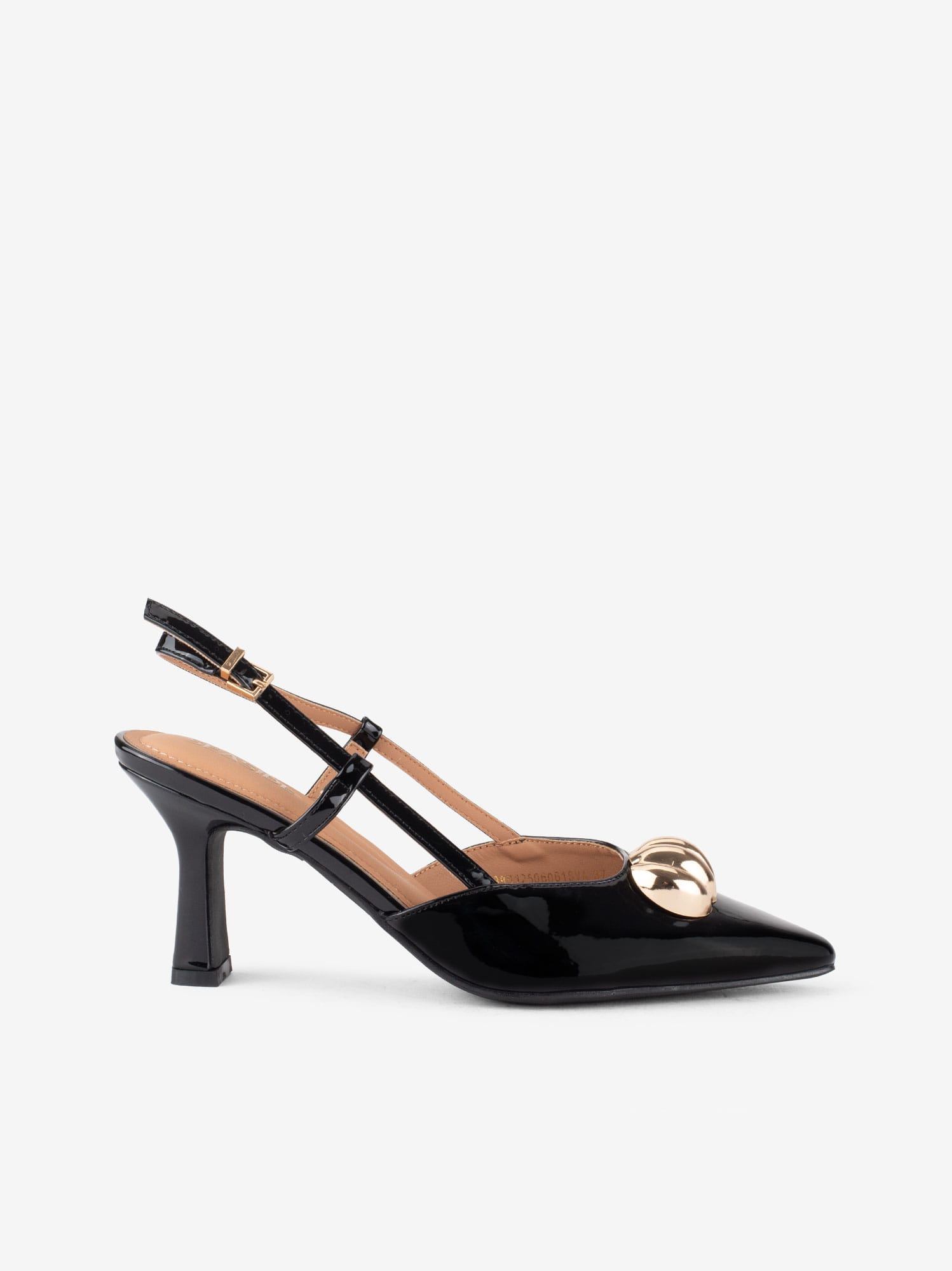 Sapato Sling Back Efeito Pele Verniz