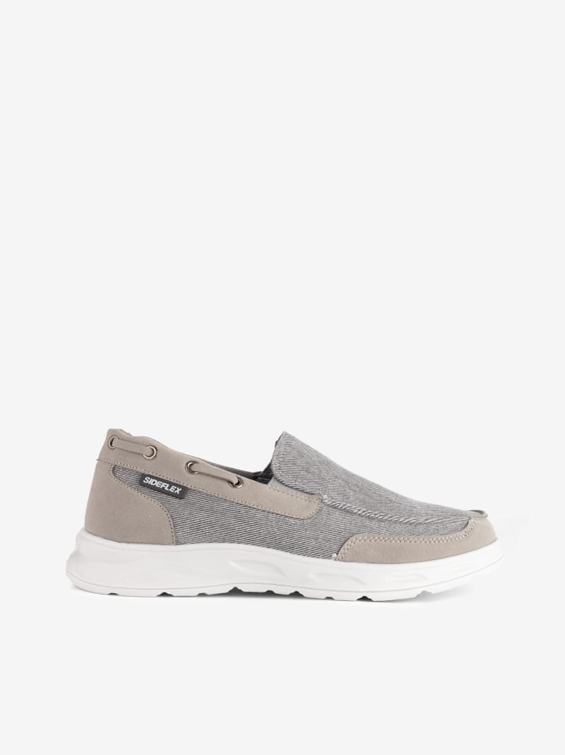 Sapato Desportivo Sideflex em Lona Slip On de Elástico com Sola Super Light