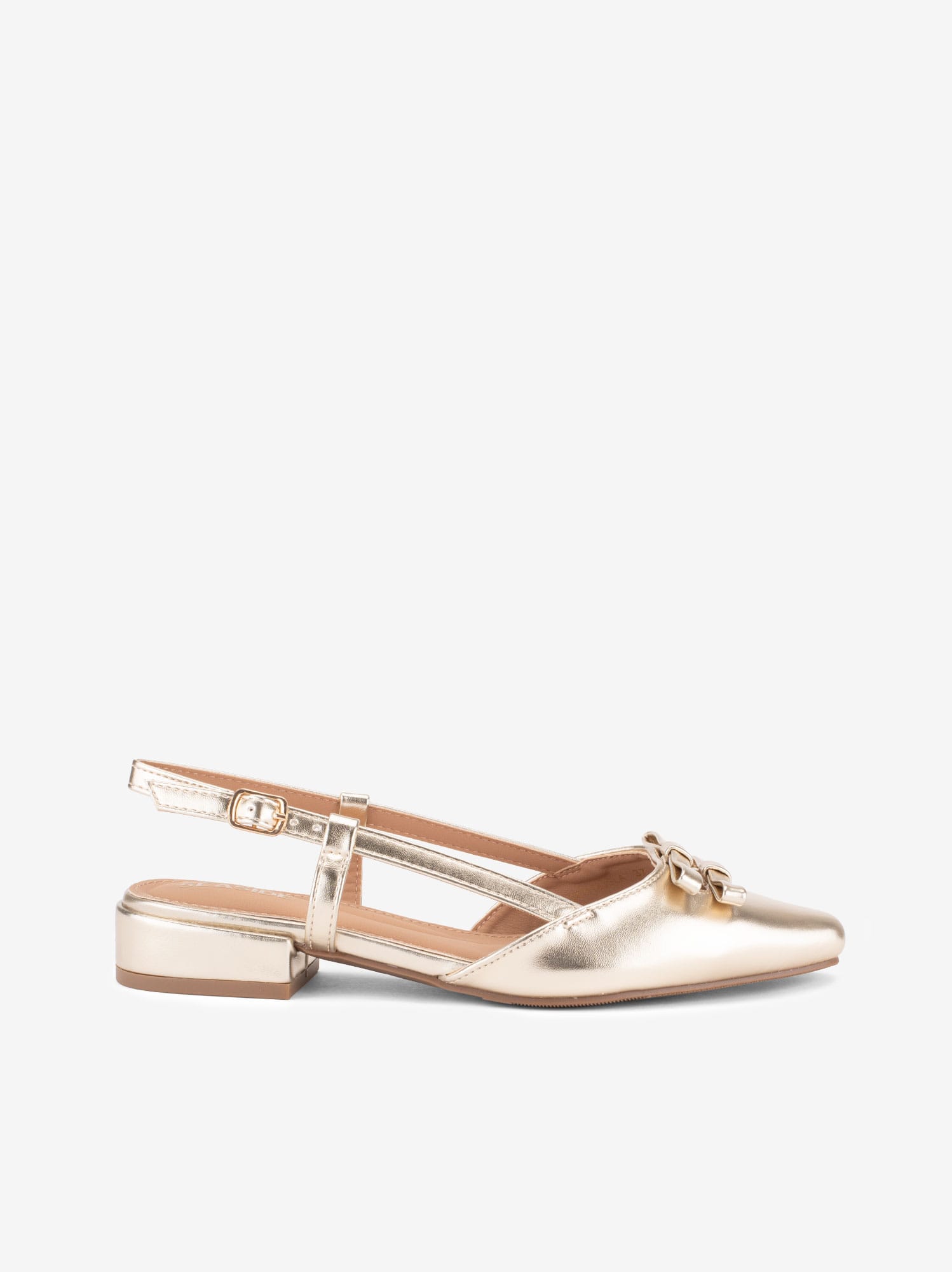 Sandália Sling Back de Tacão Efeito Pele