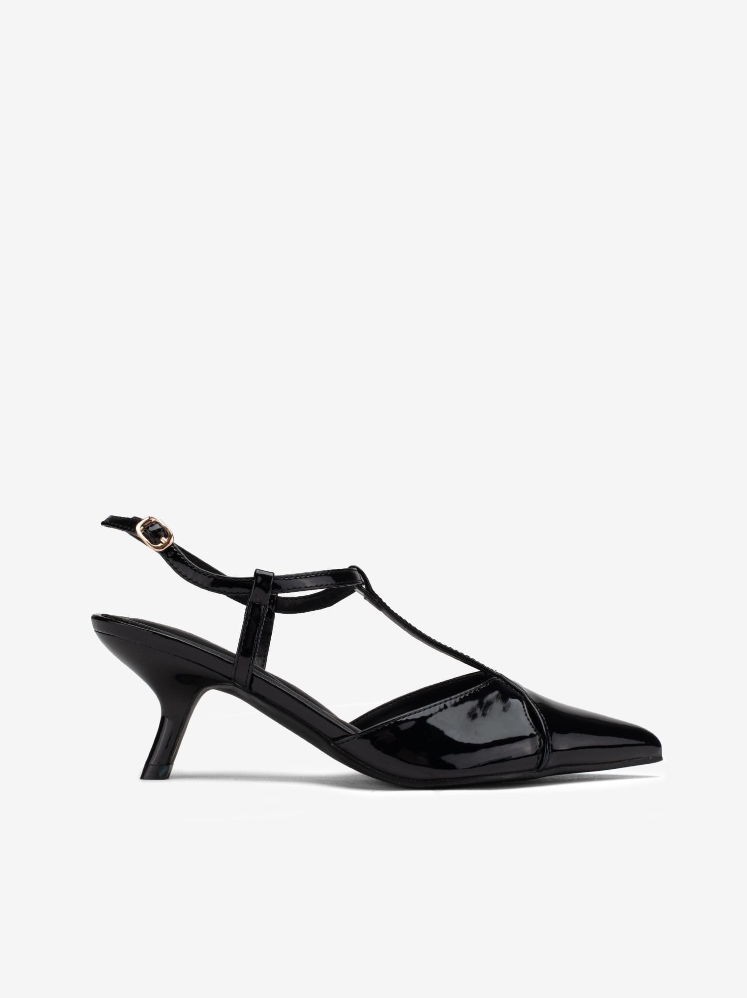 Sapato Pump Sling Back Efeito Verniz