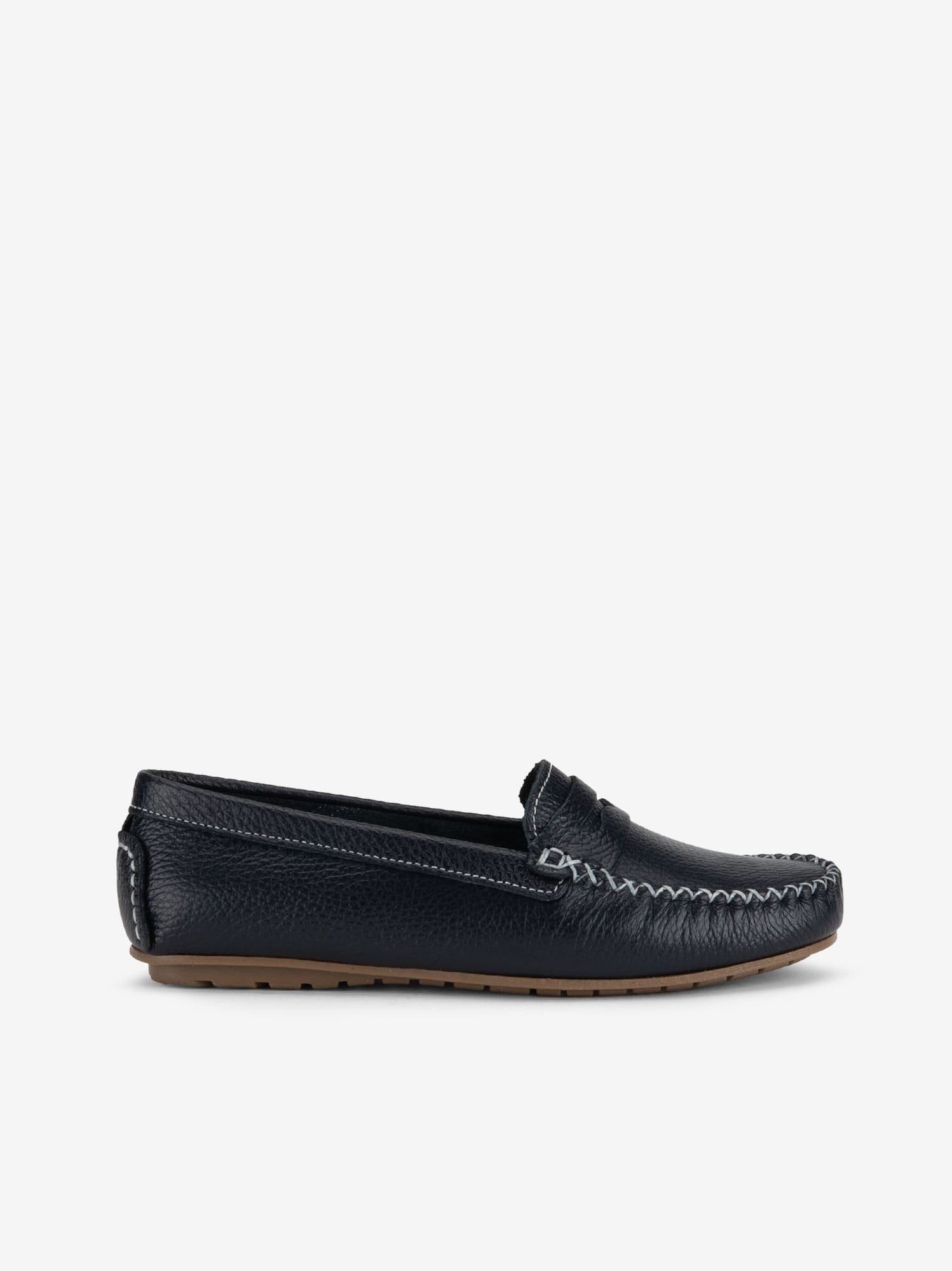 Sapato Mocassin em Pele com Costura Manual