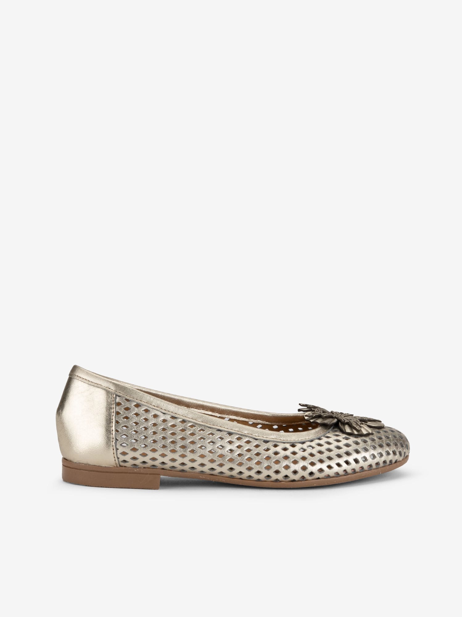 Sapato Flat em Pele Metalizada