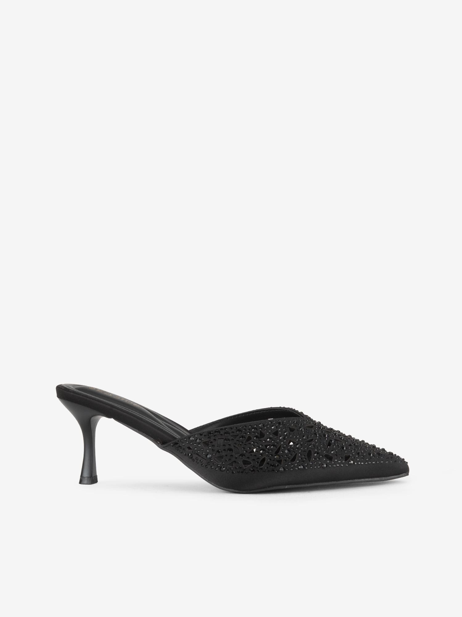 Sapato Mule de Salto com Cristais