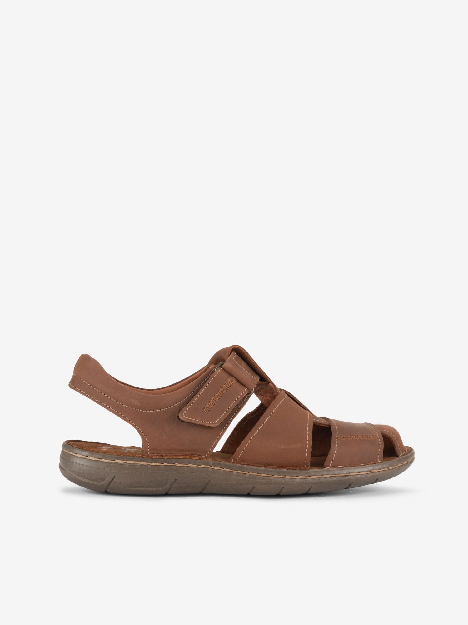 Sandália Fechada Soft Walk de Velcro em Pele com Sola Conforto
