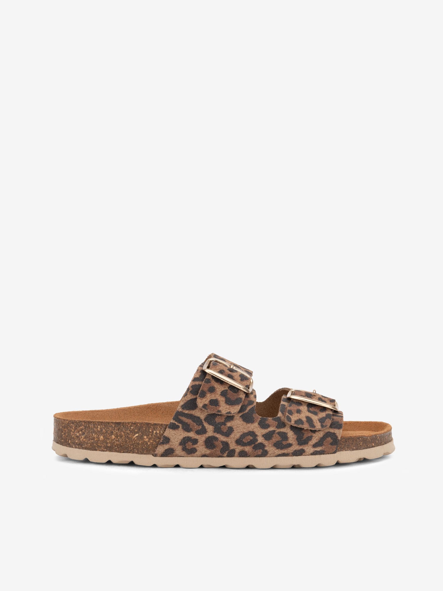 Chinelo Indigo Bay em Pele Animal Print com Dupla Fivela Metálica e Palmilha Bio