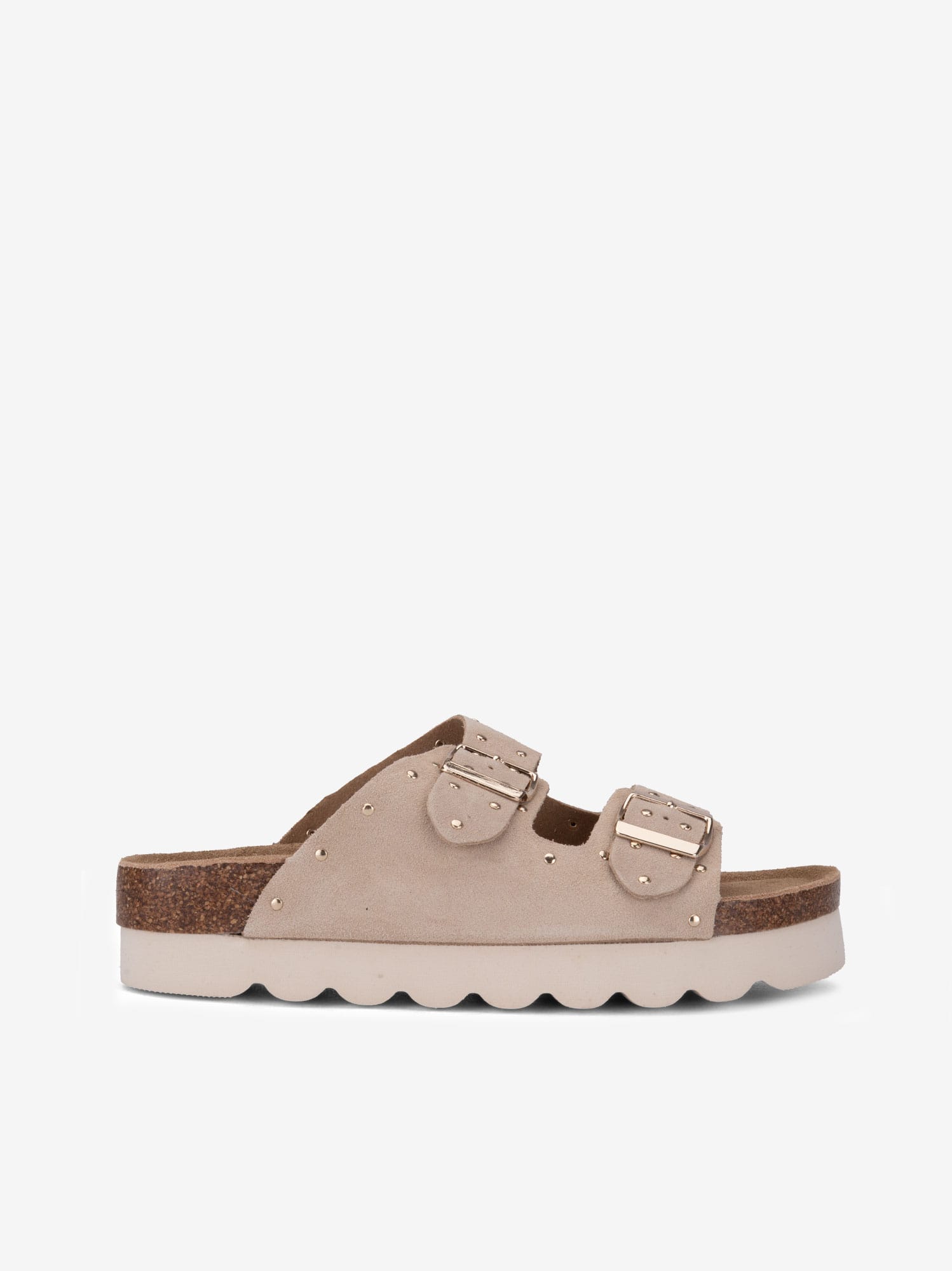 Chinelo em Croute Camurça com Tachas