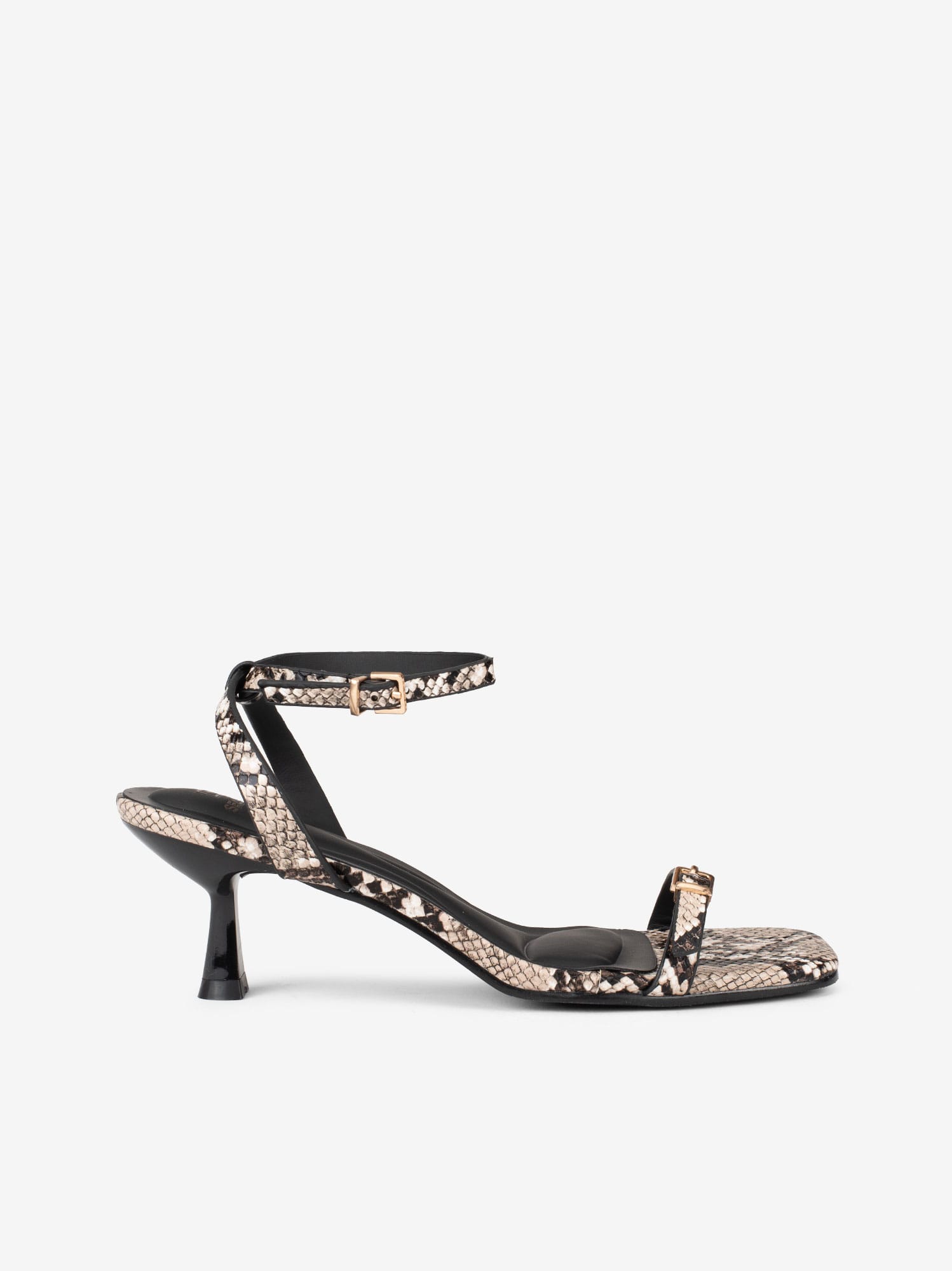 Sandália de Salto com Tiras Estampadas
