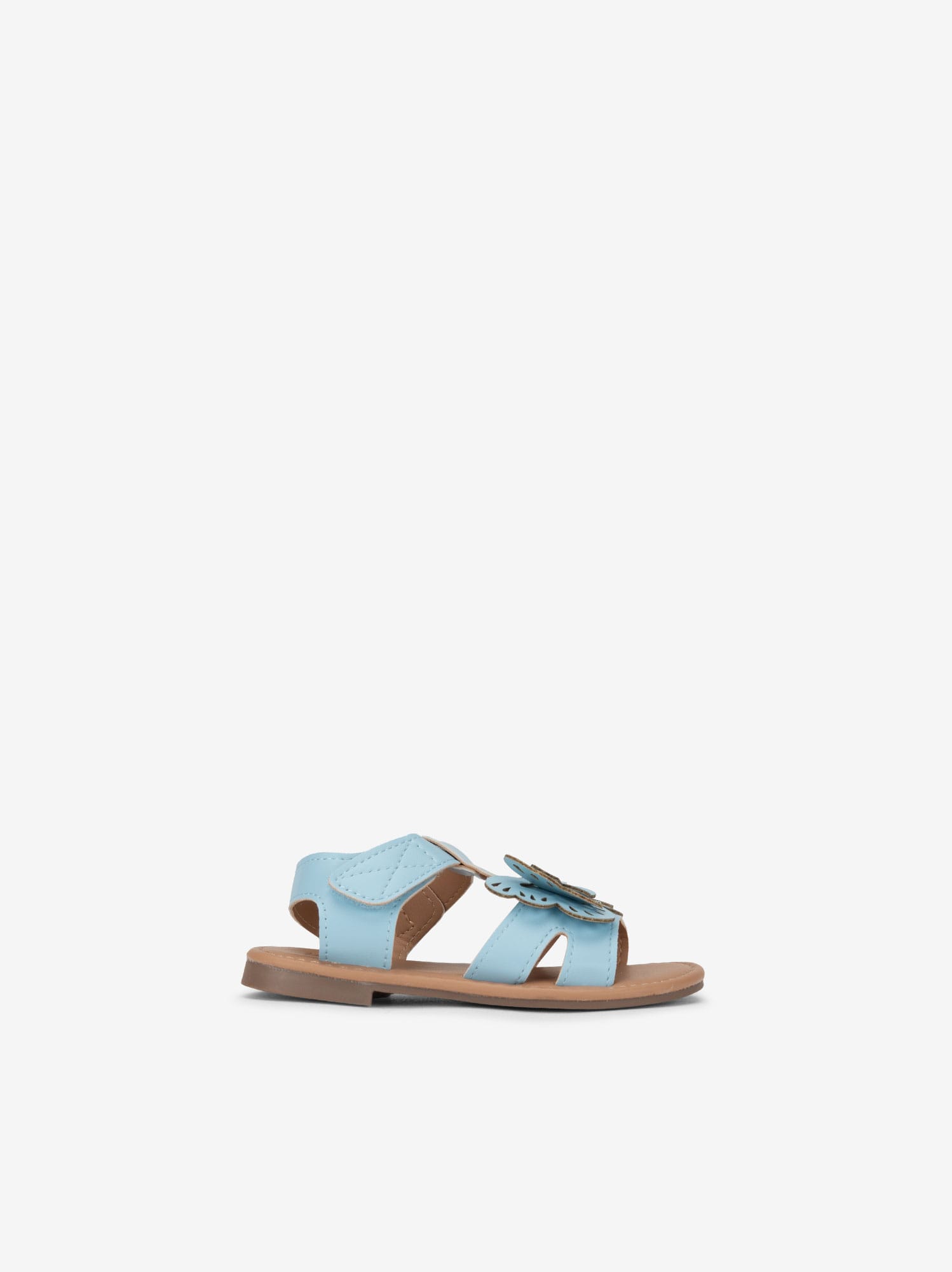 Sandália Rasa de Velcro com Detalhe