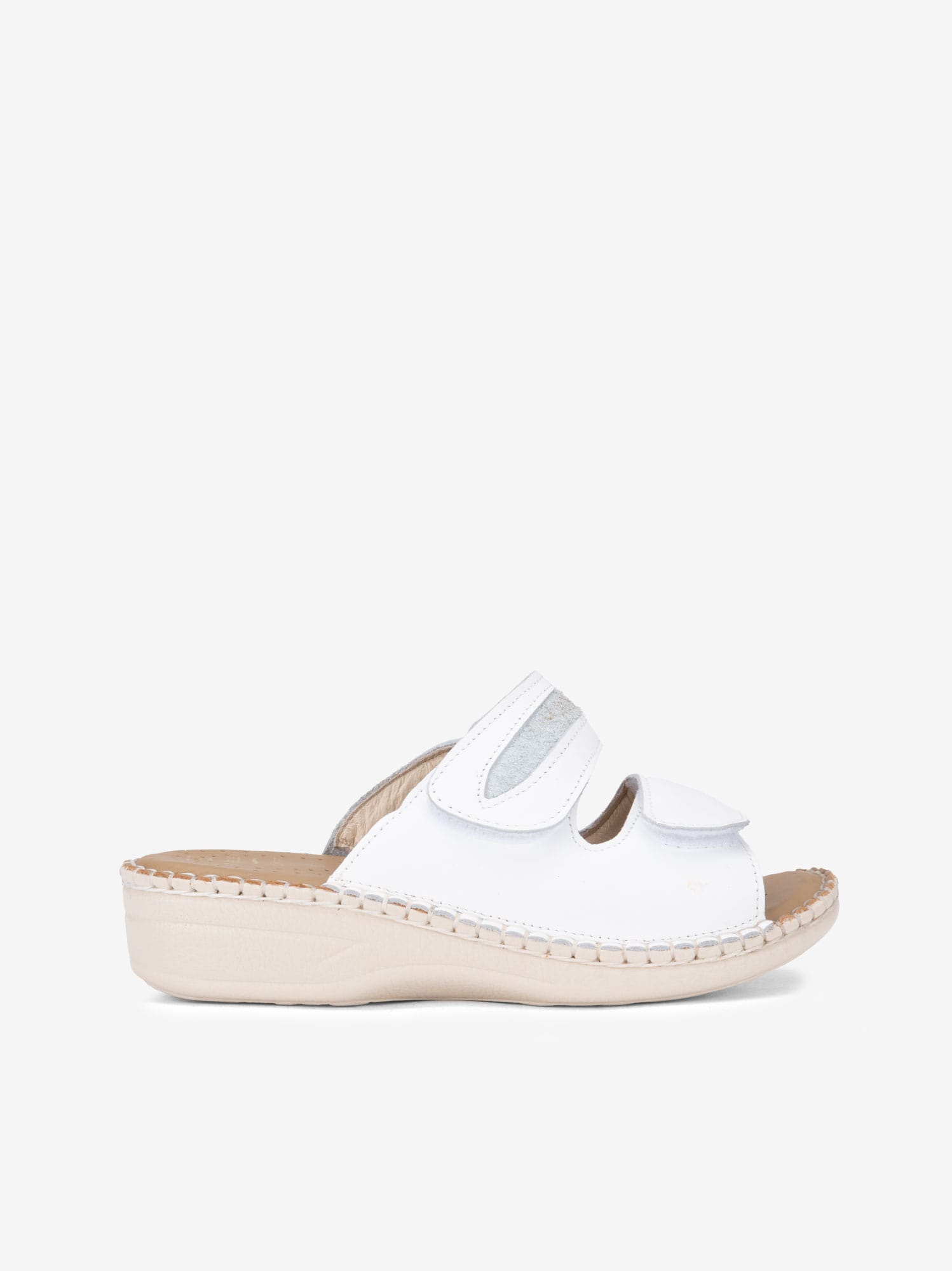 Chinelo Sideflex em Pele de Duplo Velcro Ajustável com Palmilha e Sola Conforto